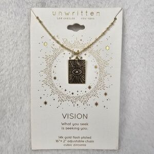 Unwritten Vision 14K Gold Flash Plated 16 inch Necklace Cubic Zirconia